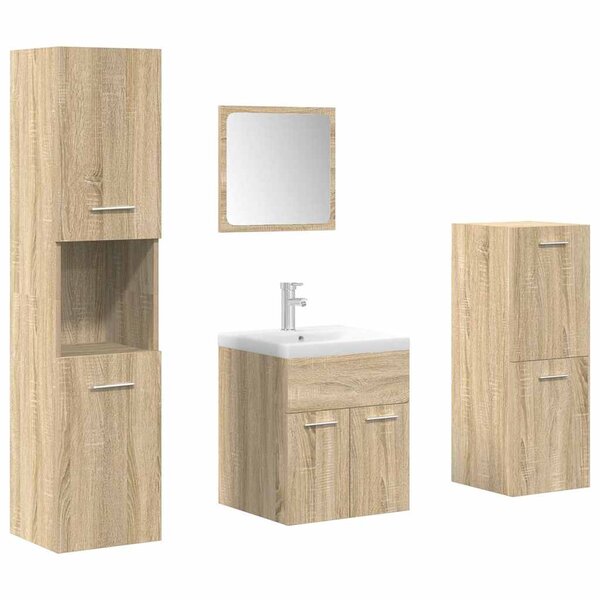 vidaXL Ensemble de meubles de salle de bain 5 Pièces chêne sonoma