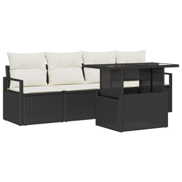vidaXL Ensemble de canapés de jardin 5 pièces avec coussins en rotin synthétique noir