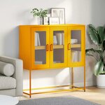 vidaXL Buffet jaune moutarde 100 5x39x107 cm acier laminé à froid