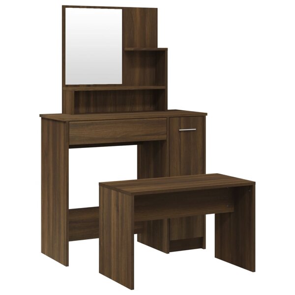 vidaXL Ensemble de coiffeuse Chêne marron 86 5x35x136 cm