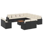 vidaXL Salon de jardin avec coussins 14 Pièces noir résine tressée