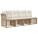 vidaXL Canapé de jardin 4 places avec accoudoir gauche 4 pc