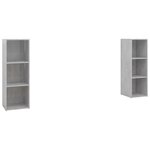 vidaXL Meubles TV 2 Pièces Gris béton 107x35x37 cm Aggloméré