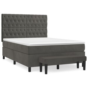 vidaXL Sommier à lattes de lit et matelas Gris foncé 140x200cm Velours