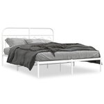 vidaXL Cadre de lit métal sans matelas et tête de lit blanc 150x200 cm