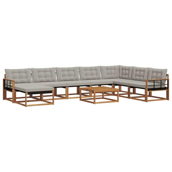 vidaXL Ensemble de canapés d'extérieur 9 Pièces Gris Naturel et Clair