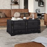 vidaXL Coffre de rangement Bois Noir 90 x 51 x 42 cm