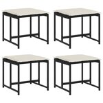 vidaXL Tabourets de jardin avec coussins lot de 4 noir résine tressée
