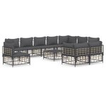 vidaXL Salon de jardin 11 Pièces avec coussins anthracite résine tressée
