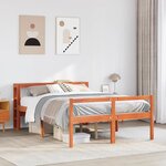 vidaXL Cadre de lit et tête de lit sans matelas cire marron 135x190 cm