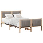 vidaXL Cadre de lit Marron et taupe 120 x 190 cm Bois massif en pin