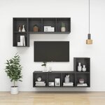 vidaXL Meuble TV mural Gris 37x37x72 cm Bois d’ingénierie