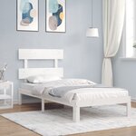 vidaXL Cadre de lit avec tête de lit blanc 90x200 cm bois massif