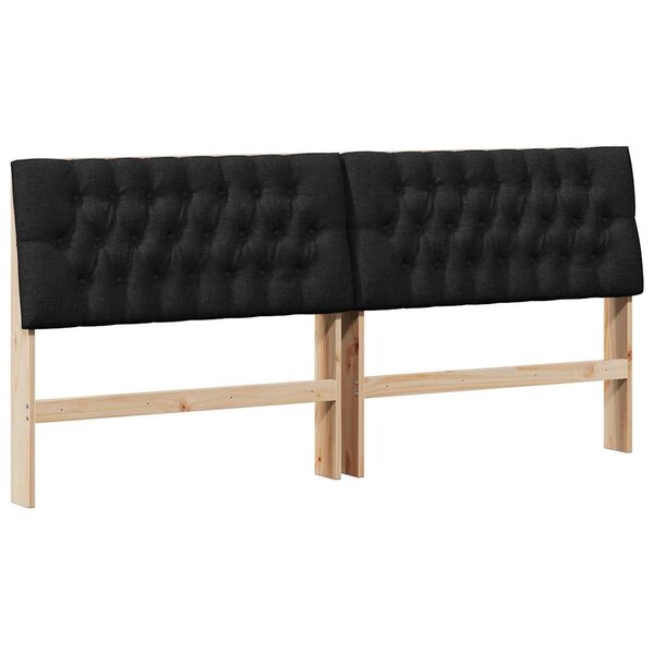 vidaXL Tête de lit capitonnée Noir 200 cm Pin massif