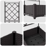 vidaXL Bac à fleurs avec Treillis Marron 40 x 40 x 125.5 cm PP