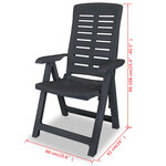 vidaXL Chaises inclinables de jardin lot de 2 Plastique Anthracite