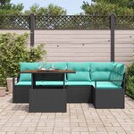 vidaXL Ensemble de salle à manger pour jardin 6 Pièces Noir et Sarcelle