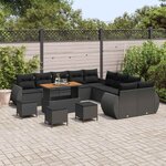 vidaXL Ensemble de canapé de jardin avec coussin 14 Pièces Noir