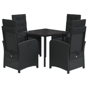vidaXL Ensemble à manger de jardin coussins 5Pièces Noir Résine tressée