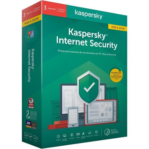 KASPERSKY Internet Security 2020 Mise a jour, 3 postes, 1 an
