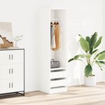 vidaXL Garde-robe avec tiroirs Blanc 50x50x200 cm Bois d'ingénierie