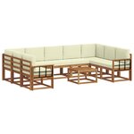 vidaXL Ensemble de canapés d'extérieur 10 pc Naturel et Crème