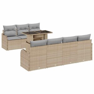 vidaXL Ensemble de canapé de jardin 8 Pièces Beige Poly Rattan