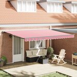 vidaXL Auvent Rétractable Rayure rouge et blanche 450x300 cm tissu