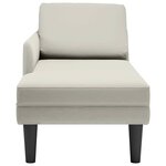 vidaXL Fauteuil long avec coussin et accoudoir droit crème velours