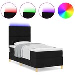 vidaXL Lit à ressorts avec matelas Noir 90 x 190 cm tissu