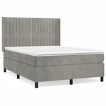 vidaXL Sommier à lattes de lit et matelas Gris clair 140x200cm Velours