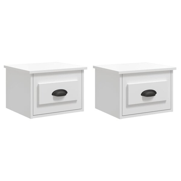 vidaXL Tables de chevet murales 2 Pièces blanc brillant 41 5x36x28 cm