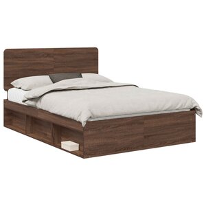 vidaXL Cadre de lit Chêne brun 140 x 200 cm Bois de pin massif