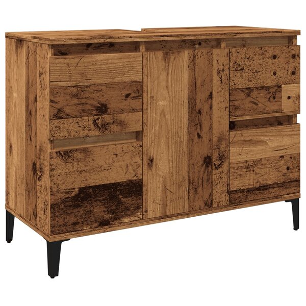 vidaXL Armoire d'évier vieux bois 80x33x60 cm bois d'ingénierie