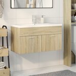 vidaXL Armoire lavabo de salle de bain et bassin intégré chêne sonoma