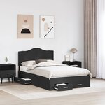 vidaXL Cadre de lit avec tiroir Noir 135 x 190 cm Bois d'ingénierie