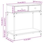vidaXL Table console Chêne noir 75x34.5x75 cm Bois d'ingénierie