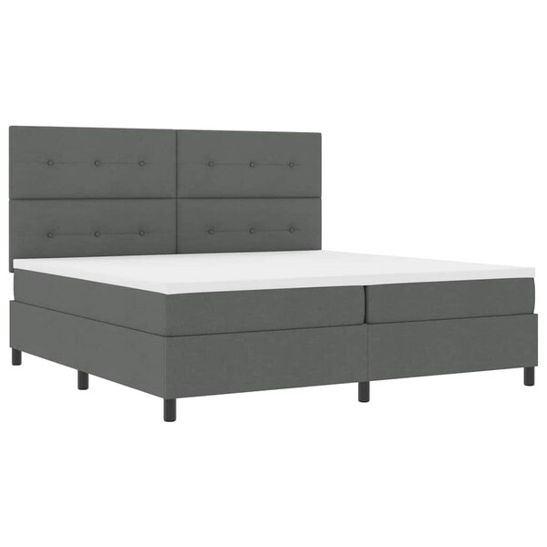 vidaXL Lit à ressorts avec matelas Gris foncé 200 x 200 cm tissu