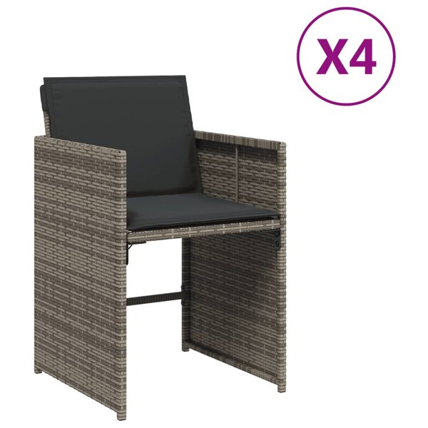 vidaXL Chaises de jardin avec coussins lot de 4 gris résine tressée