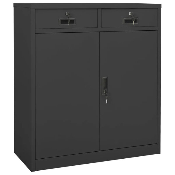 Armoire de bureau avec 2 étagères réglables rangement dossiers 90 x 40 x 102 cm en acier anthracite 02_0046910