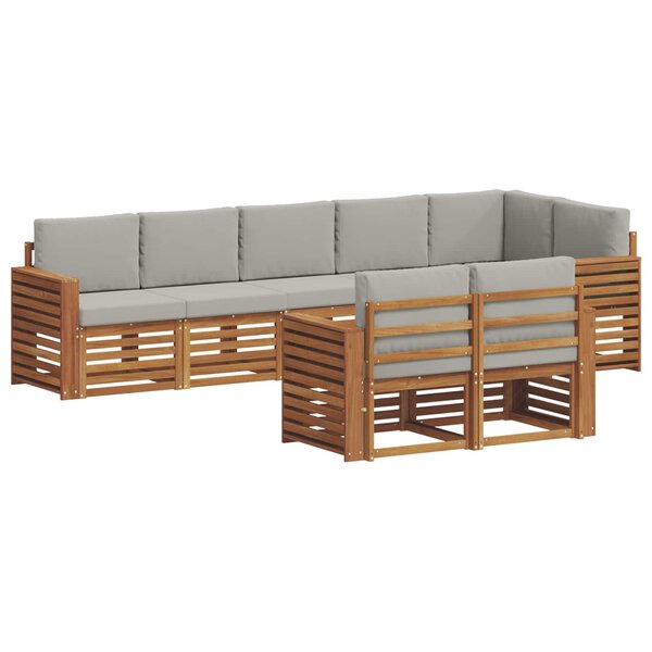 vidaXL Ensemble de canapés d'extérieur 8 pc Gris Naturel et Clair