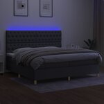 vidaXL Sommier à lattes de lit et matelas et LED Gris foncé 200x200 cm