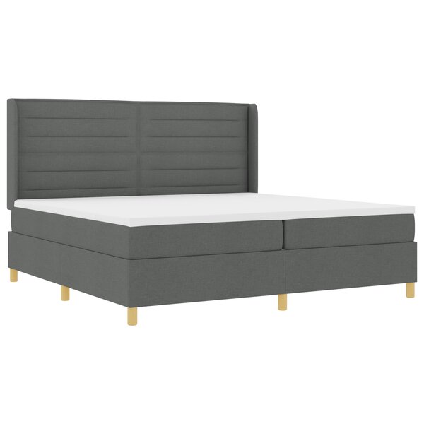 vidaXL Lit à ressorts avec matelas gris foncé 200x200 cm  tissu