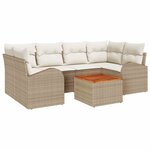 vidaXL Ensemble de canapé de jardin 7 Pièces Beige Poly rotin