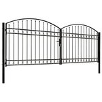 vidaXL Portillon double porte avec dessus arqué Acier 400x125 cm Noir