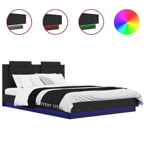 vidaXL Cadre de lit avec tête de lit Chêne noir 120 x 200 cm