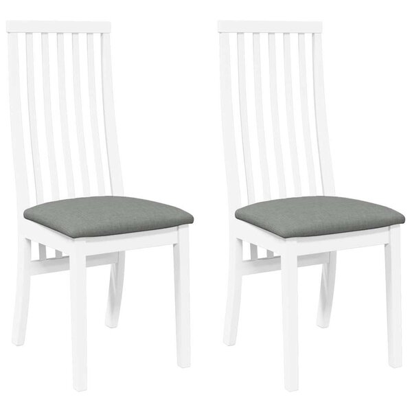 vidaXL Chaises à manger coussins 2 Pièces blanc bois massif caoutchouc