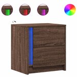vidaXL Armoires de chevet et lumières LED 2 Pièces chêne marron