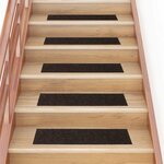 vidaXL Tapis d'escalier autocollants 30 pièces 76 x 20 cm Marron foncé Rectangulaire