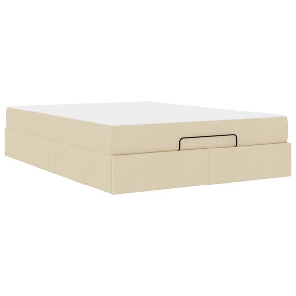 vidaXL Cadre de lit avec stockage Crème 140 x 200 cm tissu